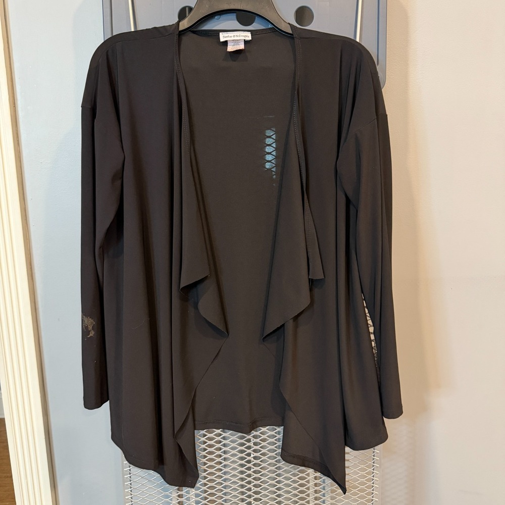 Bleeker & McDougal Cardigan Womens S Open‎ Front Black Thin Layer